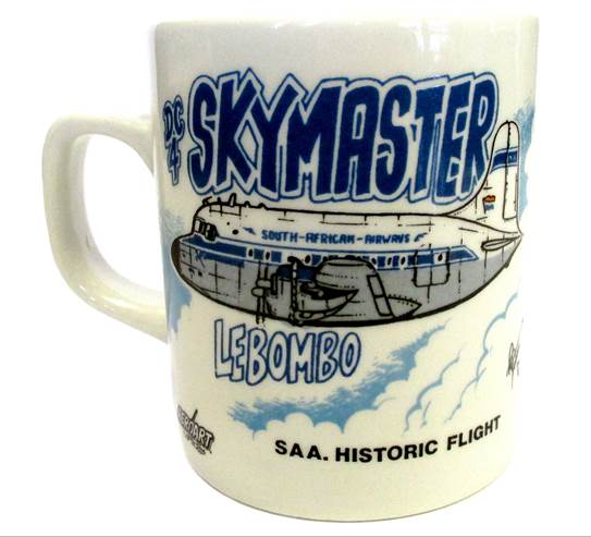 A white mug with a picture of a plane

Description automatically generated