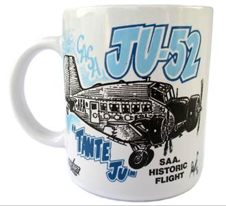 A white mug with a drawing of a plane

Description automatically generated